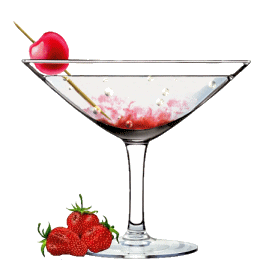 Eten en drinken Glitter plaatjes Glas Martini Met Kers Aardbeien