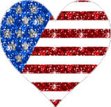Hartjes Glitter plaatjes Hartje Met Amerikaanse Vlag