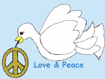 Peace Glitter plaatjes Vredesduif Love Peace Vrede
