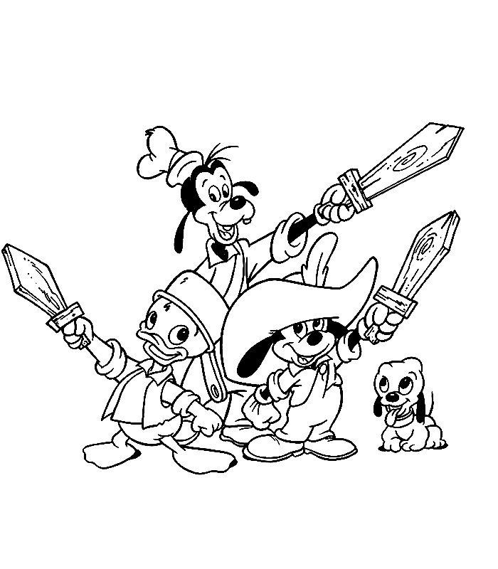 Kleurplaten Disney kleurplaten Drie musketiers 