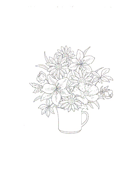 Kleurplaten Bloemen boeket 