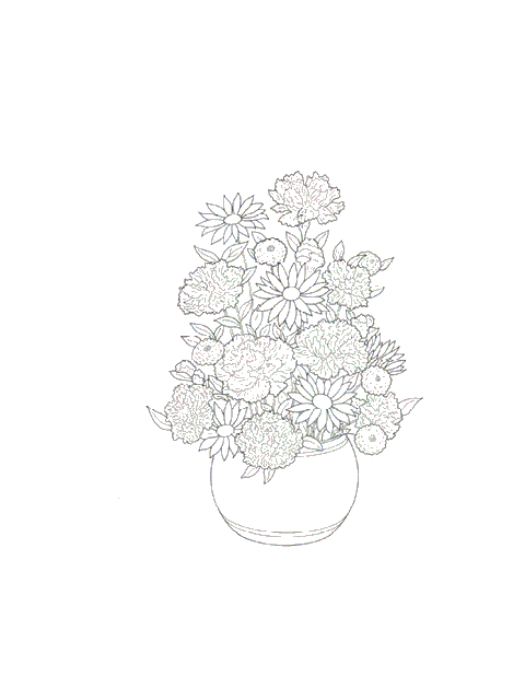 Kleurplaten Bloemen boeket 