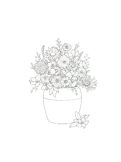Kleurplaten Bloemen boeket 