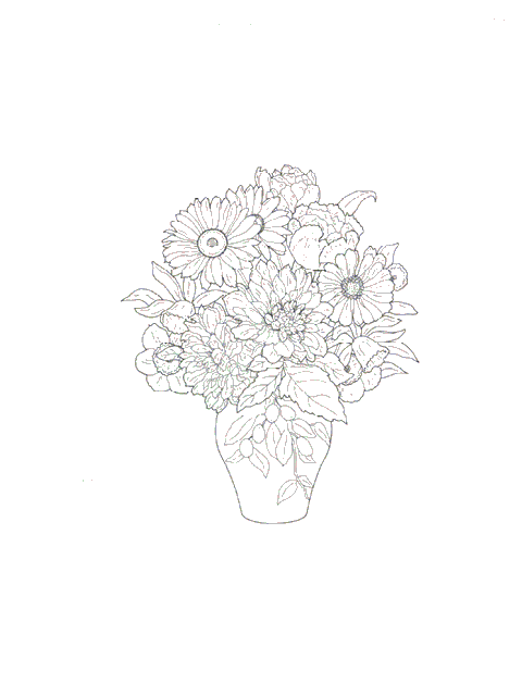 Kleurplaten Bloemen boeket 