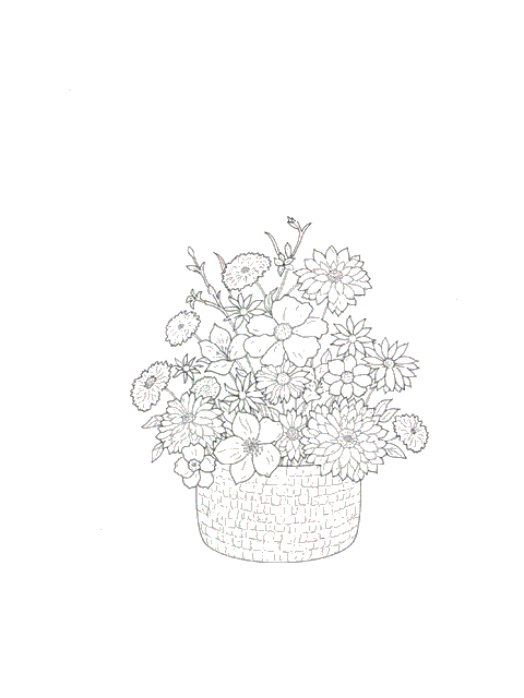 Kleurplaten Bloemen boeket 