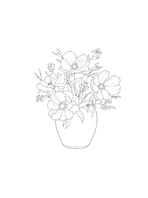 Kleurplaten Bloemen boeket 