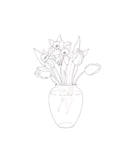 Kleurplaten Bloemen boeket 