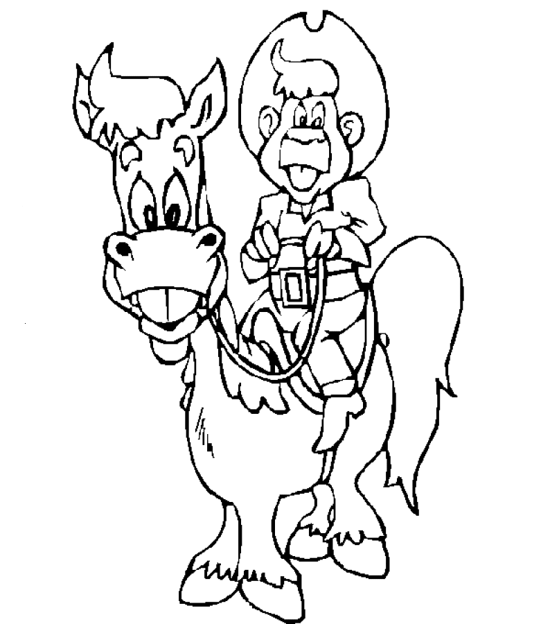 Kleurplaten Cowboy 