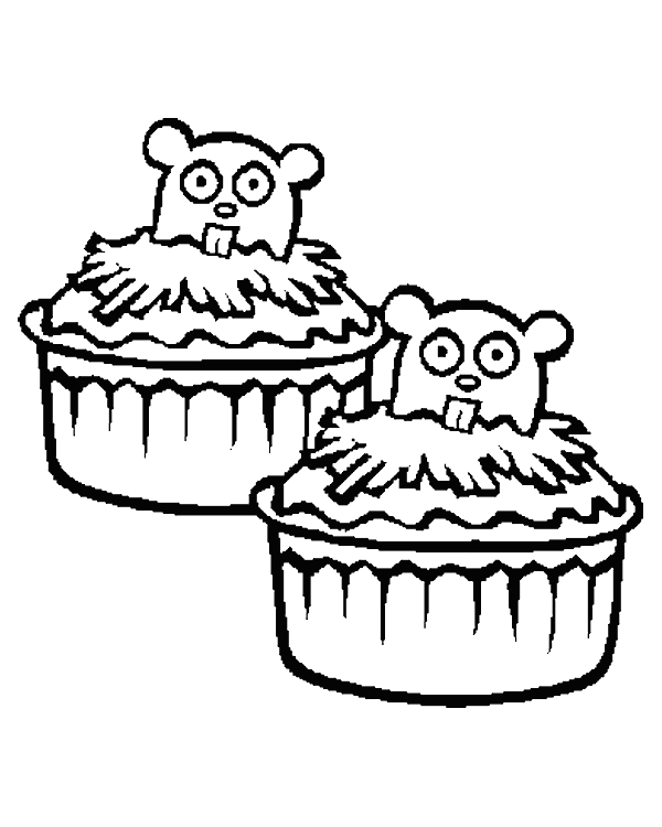Kleurplaten Cupcakes 