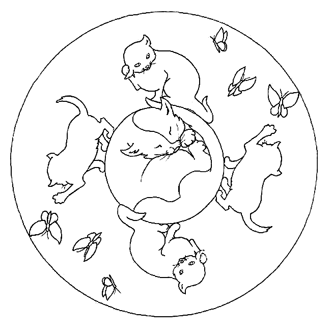 Kleurplaten Mandala dieren 
