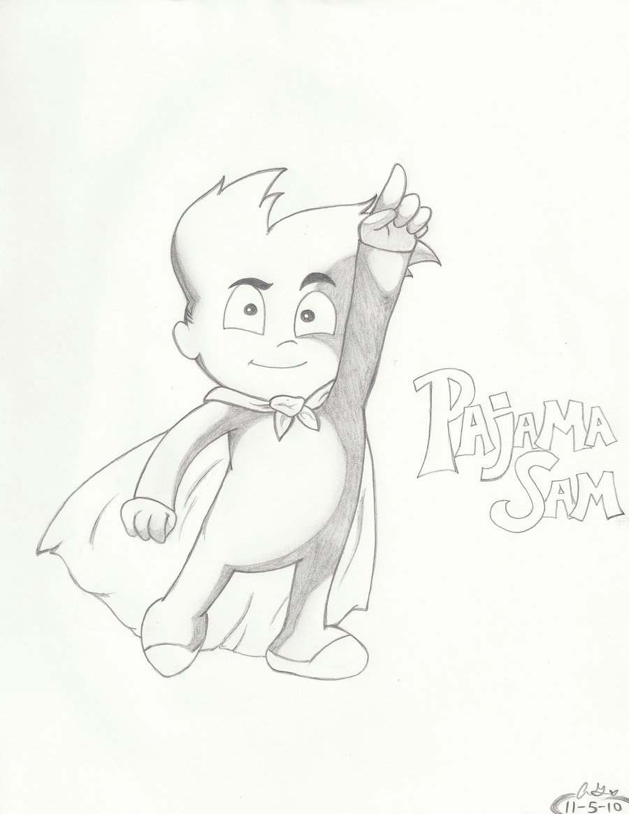 Kleurplaten Pyjama Sam 
