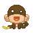 Apen Mini plaatjes Klein Bruin Aapje Met Banaan Mini Plaatje
