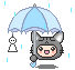 Katten Mini plaatjes Poesje In De Regen Met Paraplu