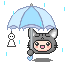 Katten Mini plaatjes Poesje In De Regen Met Paraplu