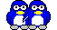 Pinguins Mini plaatjes Twee Vrolijke Blauwe Pinguins