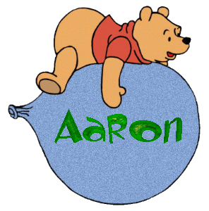 Aaron Naamanimaties Winnie De Pooh Met Een Ballon Die Aaron Laat Zien