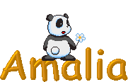 Amalia Naamanimaties Amalia Gele Letters Met Een Pandabeer Die Bloemen Plukt