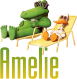 Naamanimaties Amelie Amelie Groene Letters Met Krokodil En Eend Op Een Ligbed