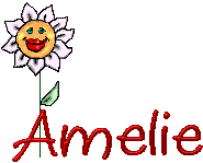 Naamanimaties Amelie Amelie Rode Letters Met Groeiende Zonnebloem