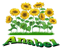 Naamanimaties Anabel Anabel Groene Letters Met Bewegende Zonnebloemen