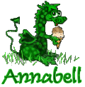 Annabell Naamanimaties Annabell Groene Letters Met Groene Draak Die Een Ijsje Eet