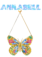 Annabell Naamanimaties Annabell Blauwe Letters Met Gekleurde Vlinder