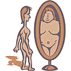 Plaatjes Anorexia Naakte Vrouw Voor Spiegel