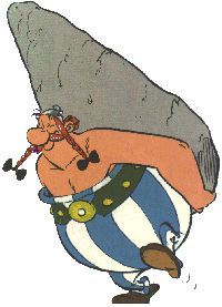 Plaatjes Asterix en obelix Obelix Draagt Steen