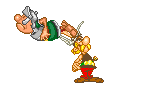 Plaatjes Asterix en obelix Asterix Zwaait Met Een Romeinse Soldaat