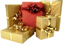 Cadeaus Plaatjes Chique Pakjes Goud Papier En Rode Verpakking