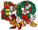Plaatjes Donald duck Donald Duck En Katrien Met Kerst Krans En Cadeautjes