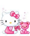 Hello kitty Plaatjes Hello Kitty Zwaait Blij Met Beertje