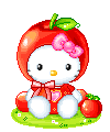 Hello kitty Plaatjes Hello Kitty Verkleed Als Appel Verdrietig
