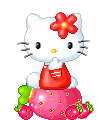 Hello kitty Plaatjes Hello Kitty Blij Zittend Op Aardbei