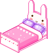 Plaatjes Kawaii meubels Kawaii Roze Bed In Vorm Konijn Met Paarse Kussens