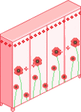 Plaatjes Kawaii meubels Kawaii Meubel Roze Vierdeurs Kast Met Bloemen