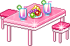 Plaatjes Kawaii meubels Kawaii Roze Tafel En Krukjes Met Eten En Drinken