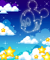 Plaatjes Kawaii scene Hemel Wolken Avond Sterren Micky Mouse Kawaii Bewegend