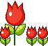 Plaatjes Kawaii Een Grote En Drie Kleine Rode Bloemen
