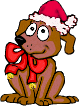 Plaatjes Kerst dieren Hond Strik Kerstmuts