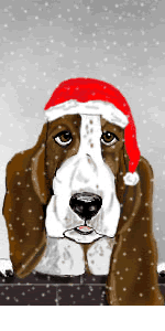 Plaatjes Kerst dieren Hond Kerstmuts Sneeuw
