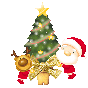 Plaatjes Kerstbomen Kerstman En Rendier Klimmen In Kerstboom