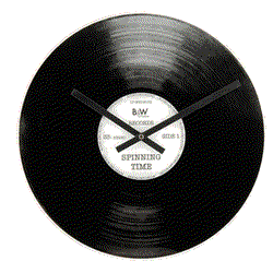 Radio Plaatjes Zwarte Grammofoonplaat Als Klok Met Wijzers