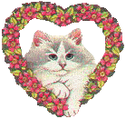 Valentijn Plaatjes Hart Met Poes In Bloemenrand
