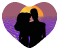 Valentijn Plaatjes Stel Met Ondergaande Zon In Hart