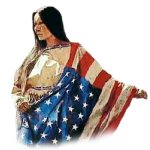 Plaatjes Witte indiaan Indiaanse Vrouw Met Amerikaanse Vlag Over Schouder