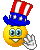 4th of july Smileys Smileys en emoticons Smiley Met Een Amerikaanse Hoed Zwaait