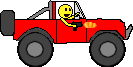 Auto Smileys Smileys en emoticons Schietende Smiley Rode Jeep