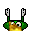 Smileys Smileys en emoticons Springende Groene Springende Smiley Met Vuur