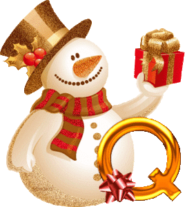 Alfabetten Kerst sneeuwpop 2 Letter Q